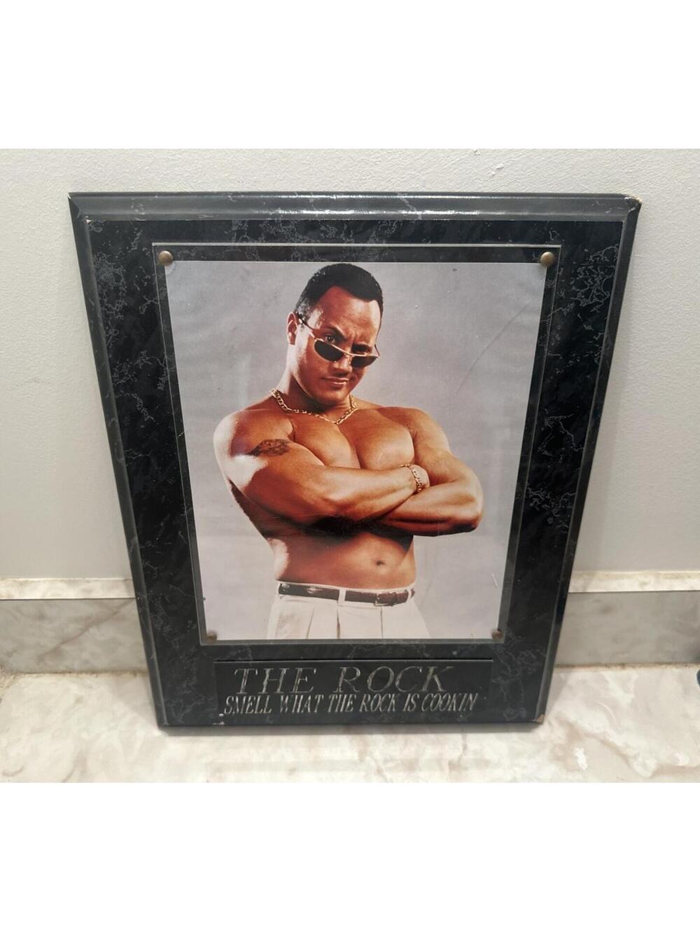 Vintage WWE WWF Dwayne The Rock Johnson Framed Attitude Era Photo Plaque 15x12